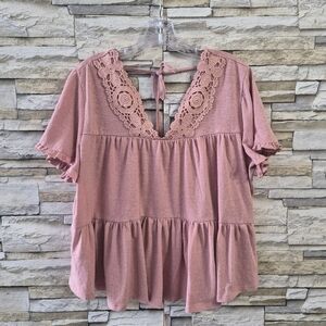 Maurices Blouse Women's Size OX Mauve Prairiecore Bohemian Romantic Feminine